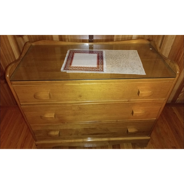 Vila's Three Drawered Dresser With Mirror  Mid Century Modern