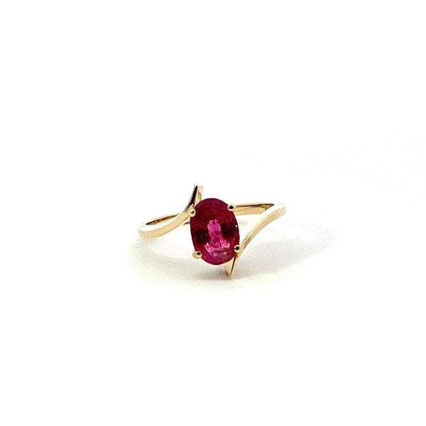 14KY Pink Tourmaline(1.20CT) Bypass Ring SZ 6.25, 2.40grams