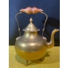 Image 1 : Large Antique Brass Kettle with Wooden Handle