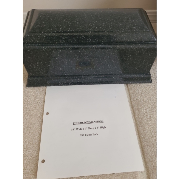 Cultured Marble Cremation Urn 14 W, 7 D, 6 T (290 Cubic Inch) 