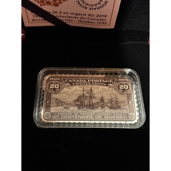 2019 Canada's Historical Stamps: Arrival of Cartier - Pure Silver Coin