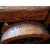 Image 3 : - Sturdy Wooden Log Bench w/ Wheel Accents 58 W, 29 D, 33 T