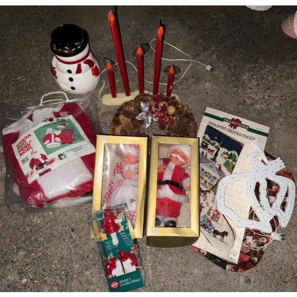 Seasonal Assortment - Mr.&Mrs. Claus Needlepoint Stocking Santa Suit Cookie Jar & More