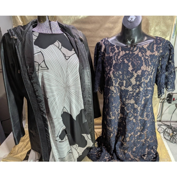 Danier Leather Coat With Two Size 12 Dresses by Jessica Howard and SLNY