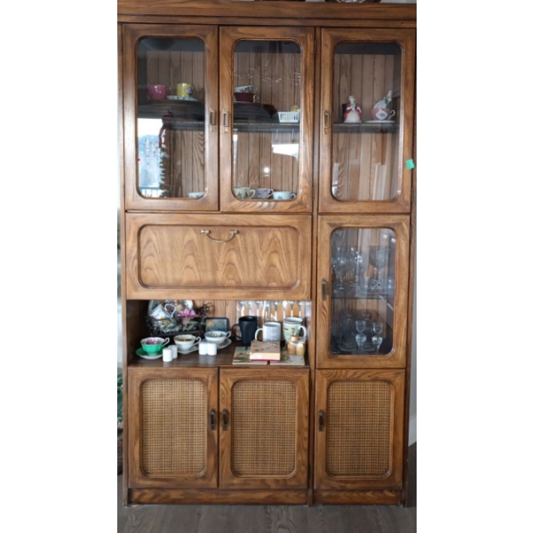 Vintage Solid Wood & Glass China Cabinet   45"x 16" x78"tall