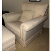 Image 2 : Tradiotional Style Skirted Club Chair in Nuetral Ivory Tone  33x33x34 w/ Ottoman 