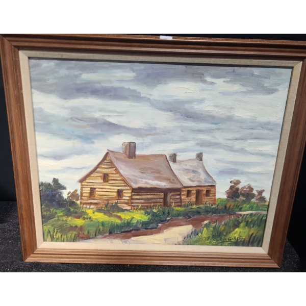 Painting of Farmhouse, Artist: Solange Gilles, Framed 23 X 19