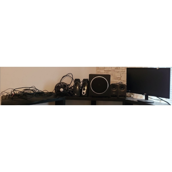 Logitech Computer Speakers, Monitor, Microsoft Keyboard, Mouse