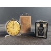 Image 1 : Brownie Target Six-20 Camera, Vintage Westclox Alarm Clock and Aged Cow Bell