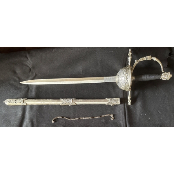 Defender 3 Musketeer Sword w/ Chained Sheath 24L