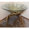 Image 4 : Glass Topped Coffee Table w/Moose Antler Base-Antler End Table