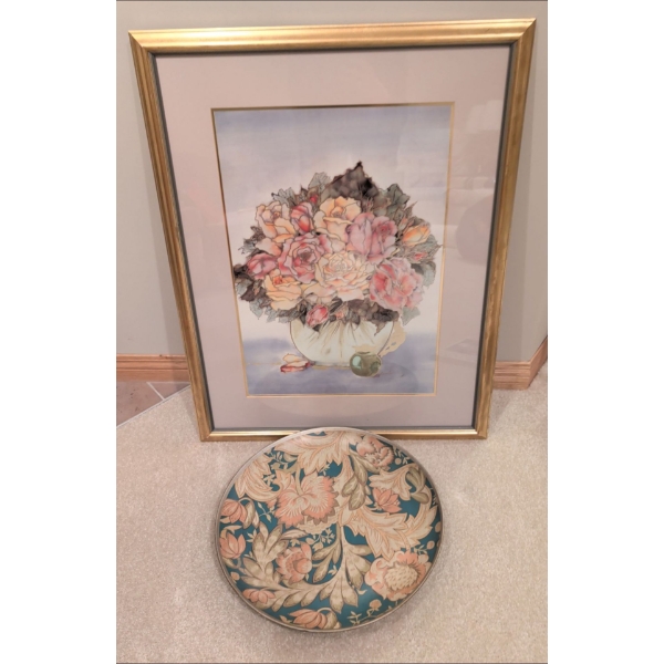 Ahrweiler's Framed Art Print 'Rosenbouquet  24"x32" w/ Decorative Floral Bowl