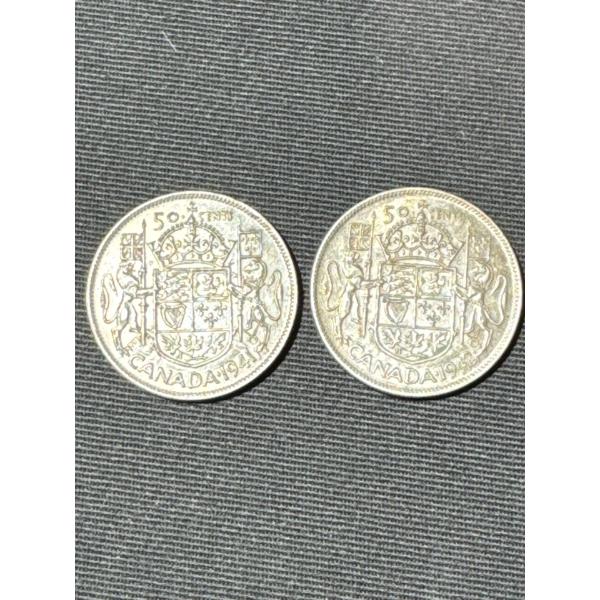 1941 & 42 Canadian Silver Half Dollars