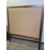 Image 1 : Wooden Bed Headboard with Upholstered Tan Panel