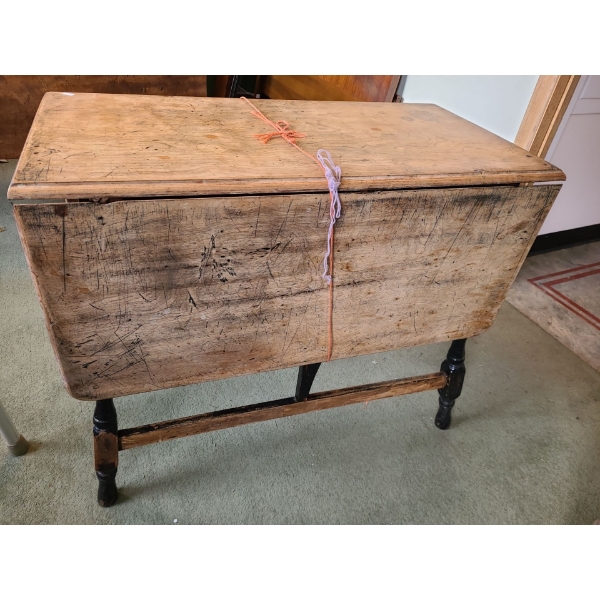 Group of 2 Wooden Tables with Flaps- Spiral Leg 46 L, 35 W, 29 T and 48 L, 36 W, 30 T 