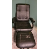 Image 1 : Leather Chair 28 W, 24 W, 37 T, w/ Ottoman 17 W, 18 D, 16 T