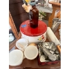 Image 3 : Vintage metal cake carrier, antique pearl, washboard, glass sundae dishes, marble rolling pin & more