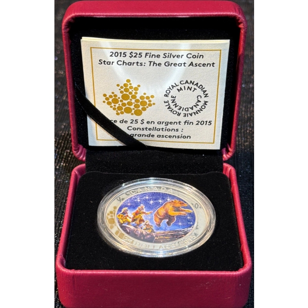 2015 $25 Star Charts: The Great Ascent Fine Silver Coin 31.83 Grams