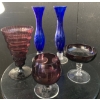 Image 1 : Vintage Hand Blown Cobalt Blue Bud Vases (2), Utility Glass Works Glass & Amethyst Glasses 