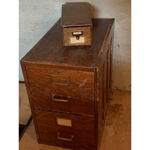 Antique Tiger Oak Filing Cabinet 16"W 27"D 25"T
