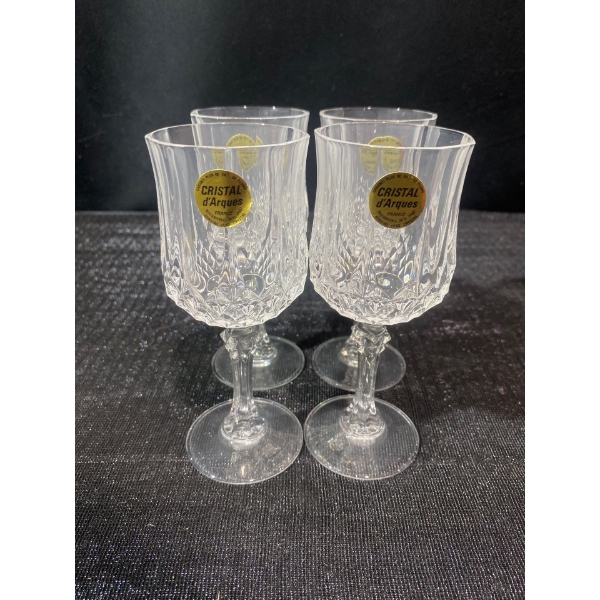Cristal d'Arques Longchamp Clear Crystal Wine Glasses, Set of Four