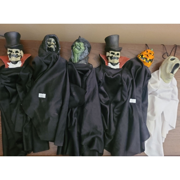 Vintage 1990's Halloween Hanging Decor- Skeleton 17 T From Top of Hat to Tip of Fabric 