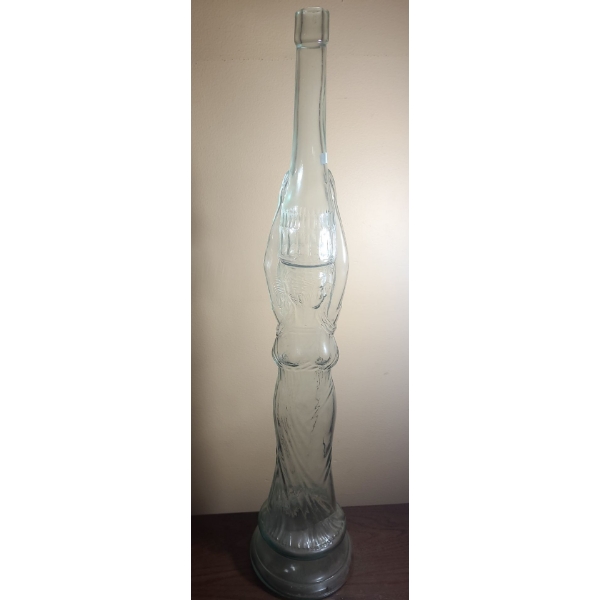 MCM Italian Glass Chianti Bottle Shaped Like Woman 1.5" Diameter Top, 7" Diameter Bottom, 31 T