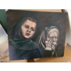 Painting Dated 1958 of Young and Older Women 24 X 18 Signature Uncertain, Oil on Canvas Board