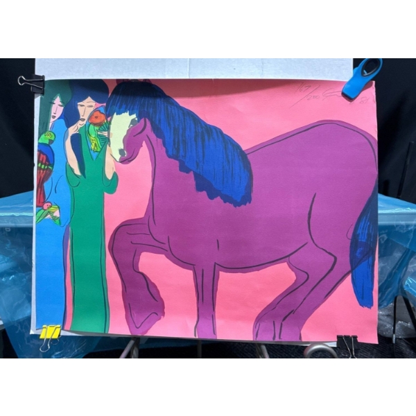 Illegible Signature Horse Print 23.5Wx17.5H