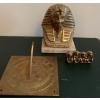 Brass Egyptian Pharaoh Figure 6T w/ Sun Dial & Four Monkeys