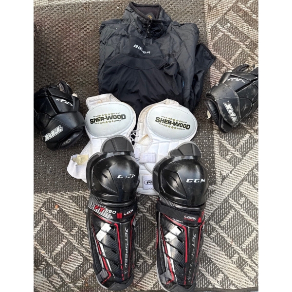 Bundle Of Hockey Equipment- Gloves, Pads, Bauer Items & More
