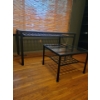 Image 2 : Lattice Style Iron Tables - Large Dining Table w/ Matching End Table Glass & Iron 60L