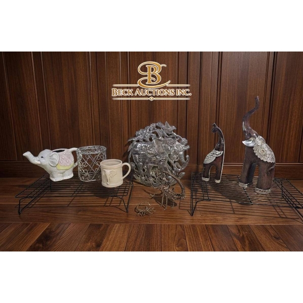 Elephant-Themed Decor and Accessories, Including Carvings and Functional Items