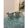 Image 3 : Assortment of decorative glassware, including a tall amber vase and various crystal pieces. Art piec