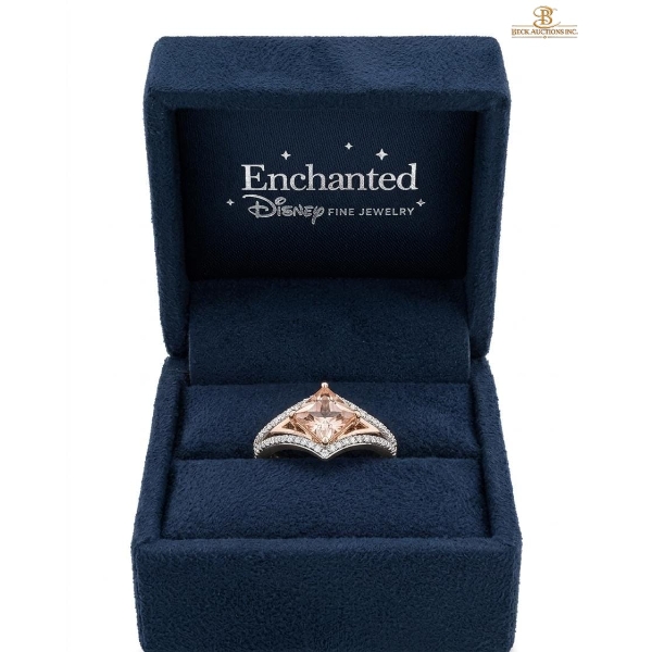 Enchanted Disney Aurora Morganite And Diamond Ring in Sterling Silver and 10K Rose Gold 3.51g