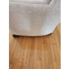 Image 5 : Vintage Upholstered Armchair With Rose-Embossed Pattern and Wooden Detailing