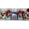LED Porcelain Central Station Pair Of Holiday Bear Lamps Santa Riding Polar Express 