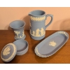 Image 1 : Wedgwood Jasperware Set with Pitcher, Vase, Tray, and Trinket Box