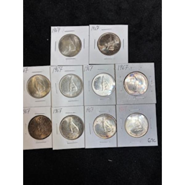 10 1967 50 cent Canadian .800 silver 116.6g