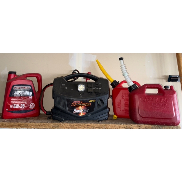 Auto Essentials - 600W Eliminator Power Pack w/ Jerry Cans & Motomaster Supreme 5W-20 Motor Oil