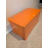 Image 3 : Orange Painted Wooden Storage Chest with Hinged Lid