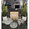 Image 1 : Beautiful Cut Crystal Kitchen Vessels w/ 2 Faux Fern House Plants 