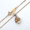 Image 2 : 10KY Thin Curb Chain, 10KY Leaf Motif Pearl Pendant 2.46 grams