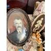 Image 2 : Collection of vintage items, featuring 2 large round dome glass frames, sewing gadgets ceramic horse