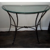 Image 1 : Pier 1 Imports Half-Moon Console Table-Wrought Iron Base & Glass Top 32x17x34tall
