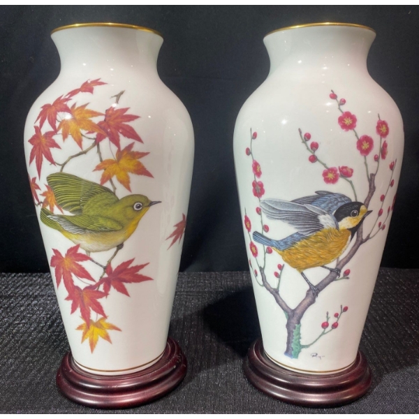 Franklin Porcelain "Companions of Autumn"  and "Heralds of Spring" Vases