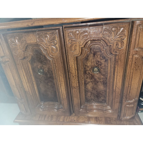 Wooden Side Table with Automatic Hinged Dual Doors