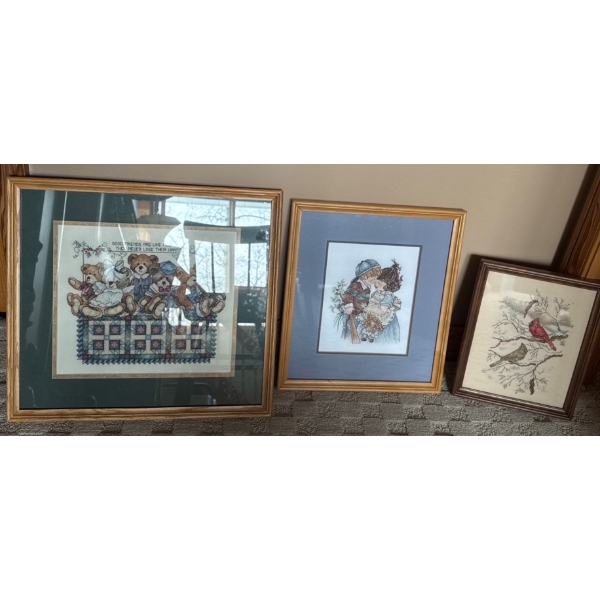  Needlepoint Art Pieces (3) - Largest 17x16