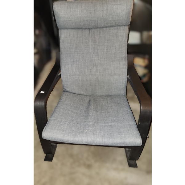 Ikea Poang Rocking Chair w/ Dark Grey Cushion 26.5 W, 34 D, 34 T (1st)