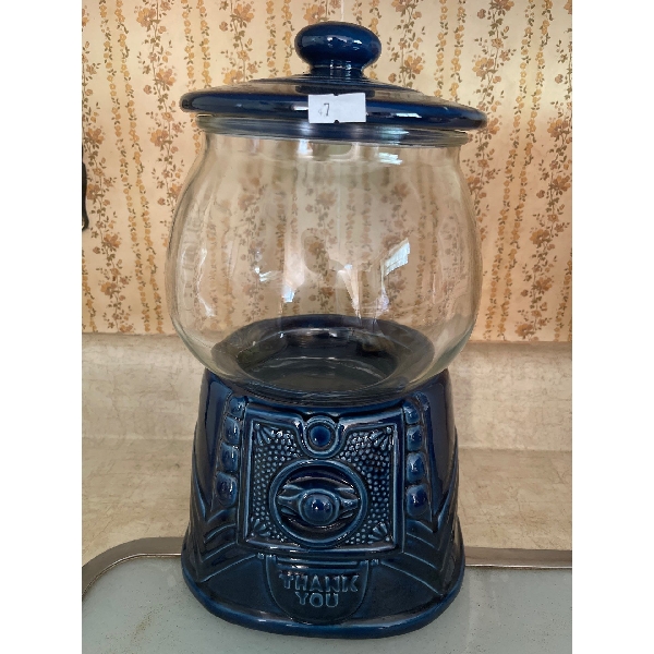 Royal Blue Thank You Gumball Cookie Jar 12T